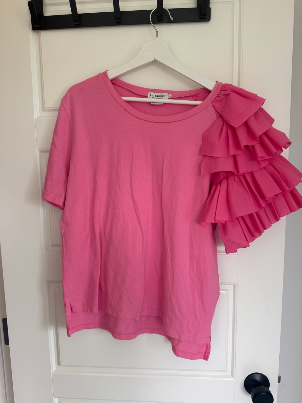 Molly Bracken LILI SIDONIO Pink Ruffle Sleeve Tee
